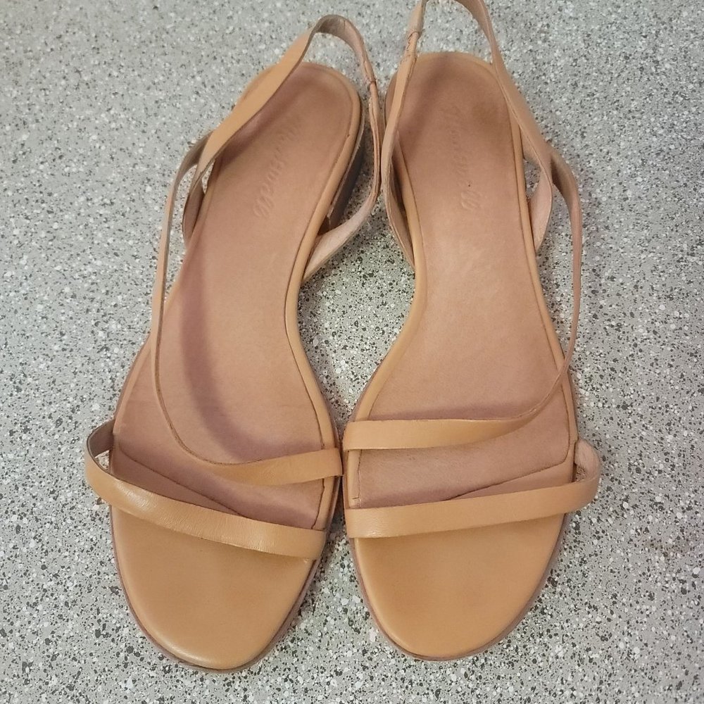 Madewell Tan Minimalist Leather Low Heel Sandal Size 7.5